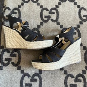 Michael Kors black zip up wedges size 6.5